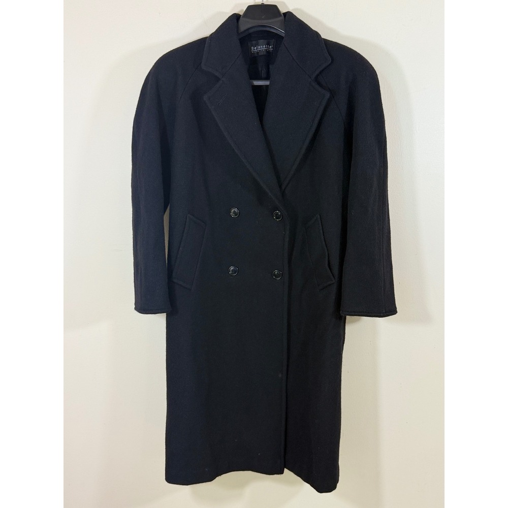 Vintage Belanette Wool Blend Peacoat Women's Black L Double-Breasted Classic